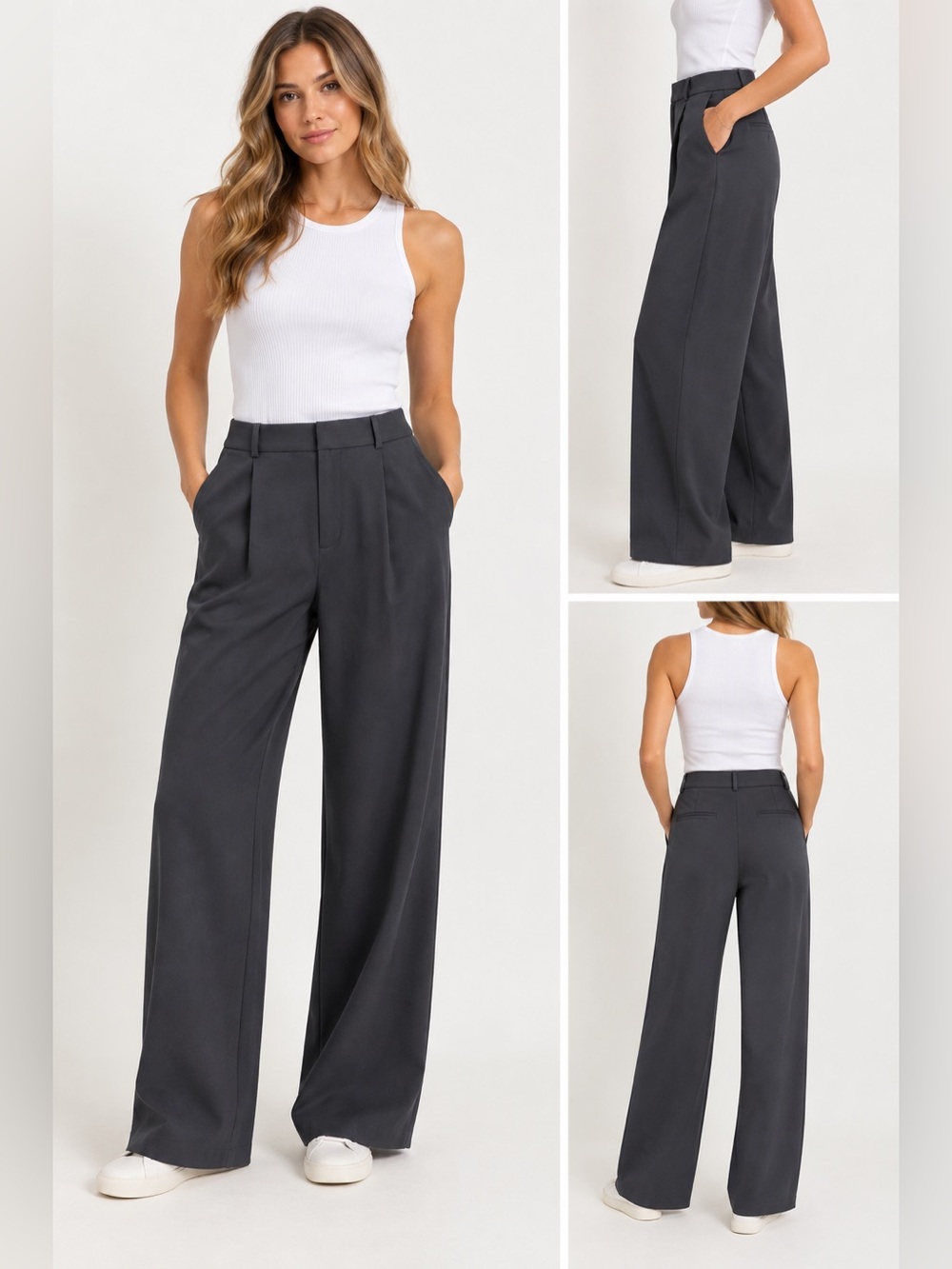 Vuori Wide Leg Pants in Charcoal Gray